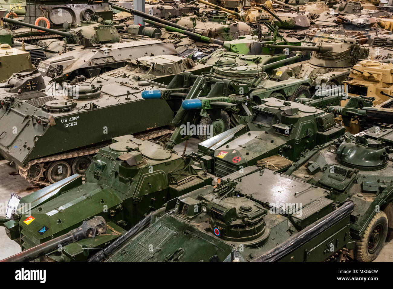 Tanks parked in the Vehicle Conservation Centre at the Tank Museum