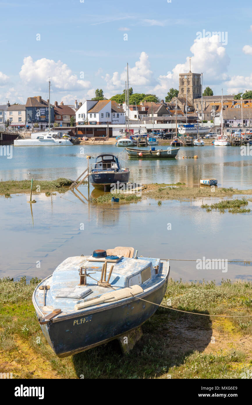 Shoreham-By-Sea, UK; 3rd June 2018; Boats Moored on the River Adur Stock Photo