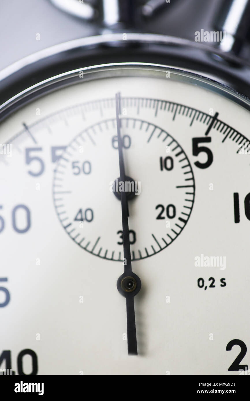 Old Stopwatch Isolated On White Background Top View Concept Of