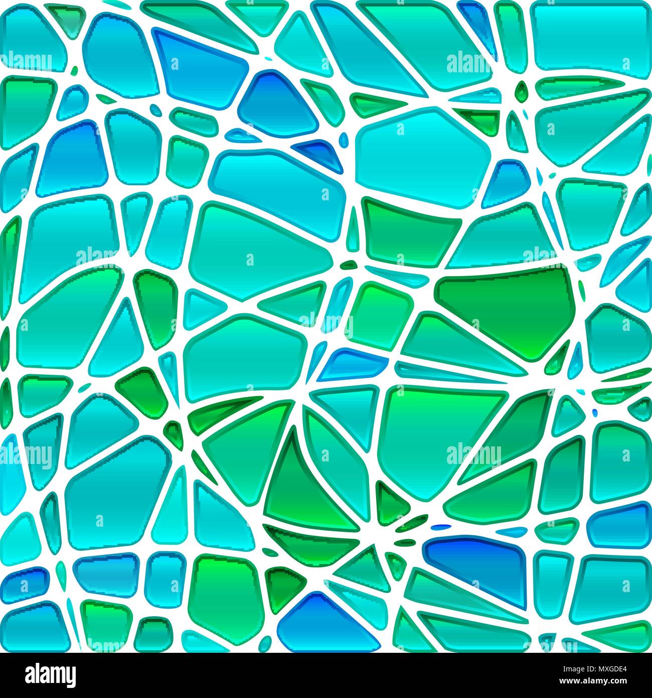 abstract vector stained-glass mosaic background - blue and green Stock ...