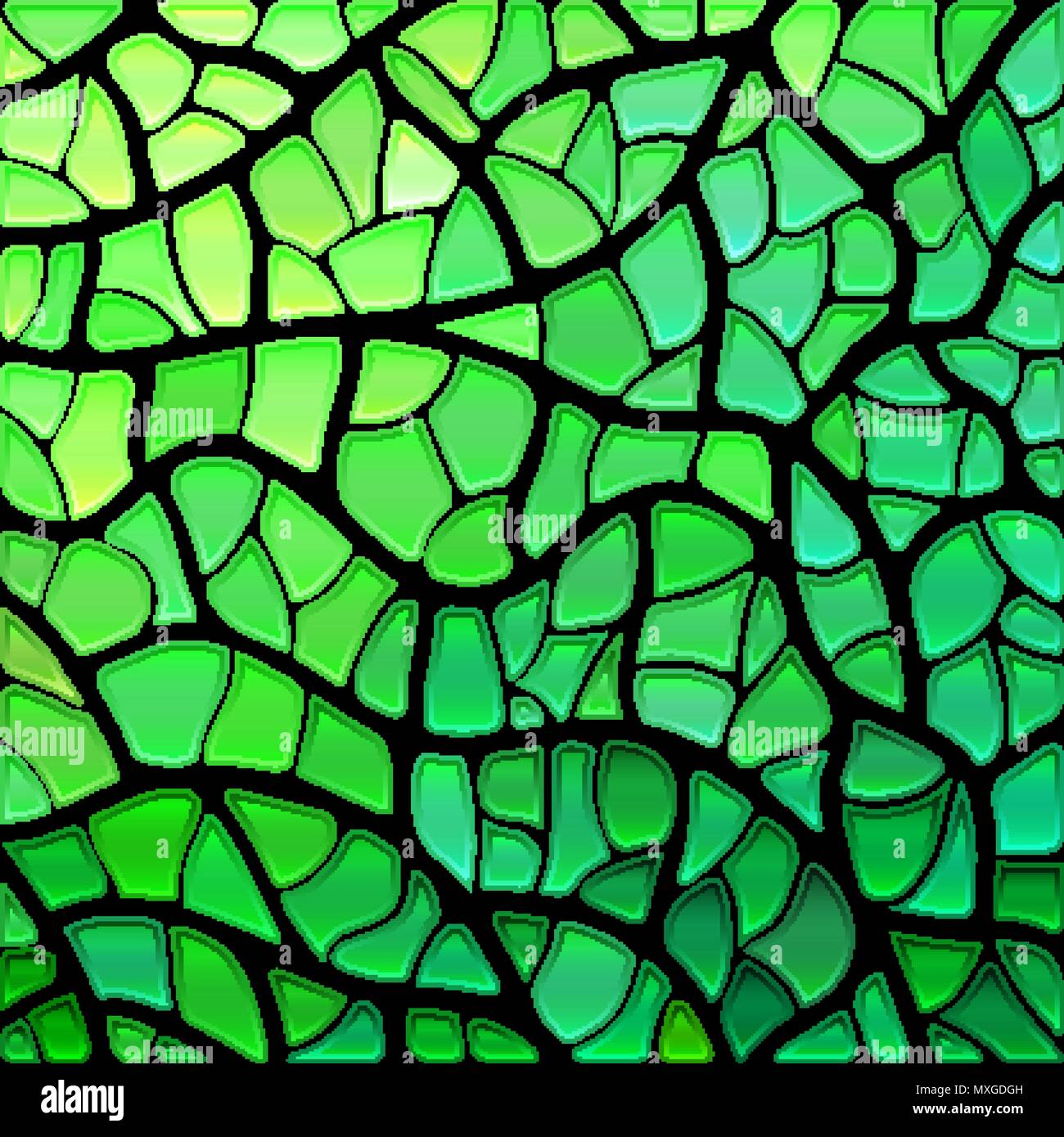 abstract vector stained-glass mosaic background - green and teal Stock ...