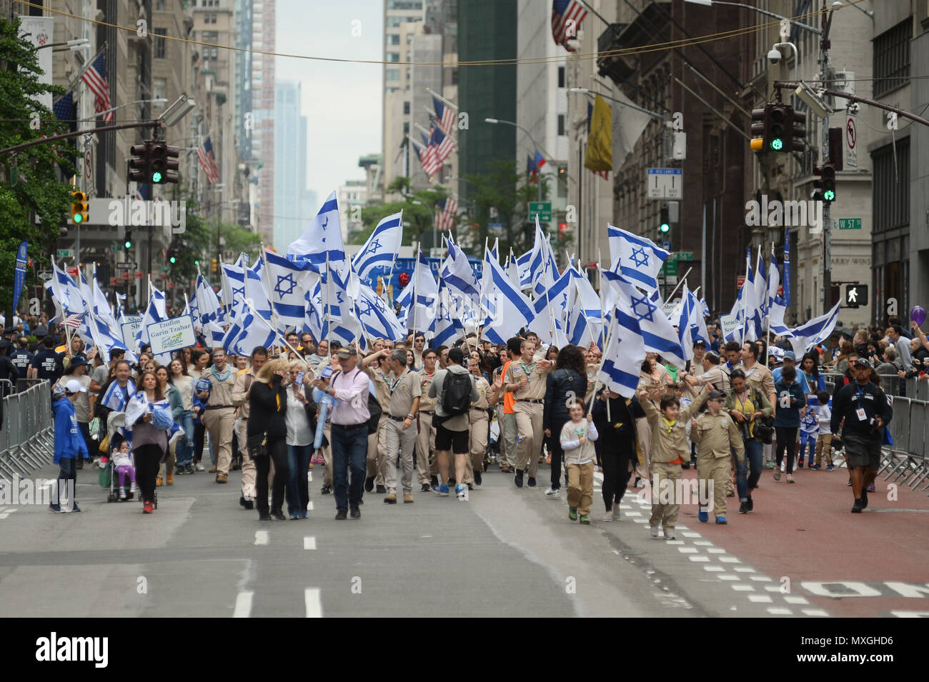 New York, USA. 3rd Jun, 2018. People participate in the annual Celebrate Israel Parade on June 3, 2018, in New York City. Credit: Erik Pendzich/Alamy Live News Stock Photo