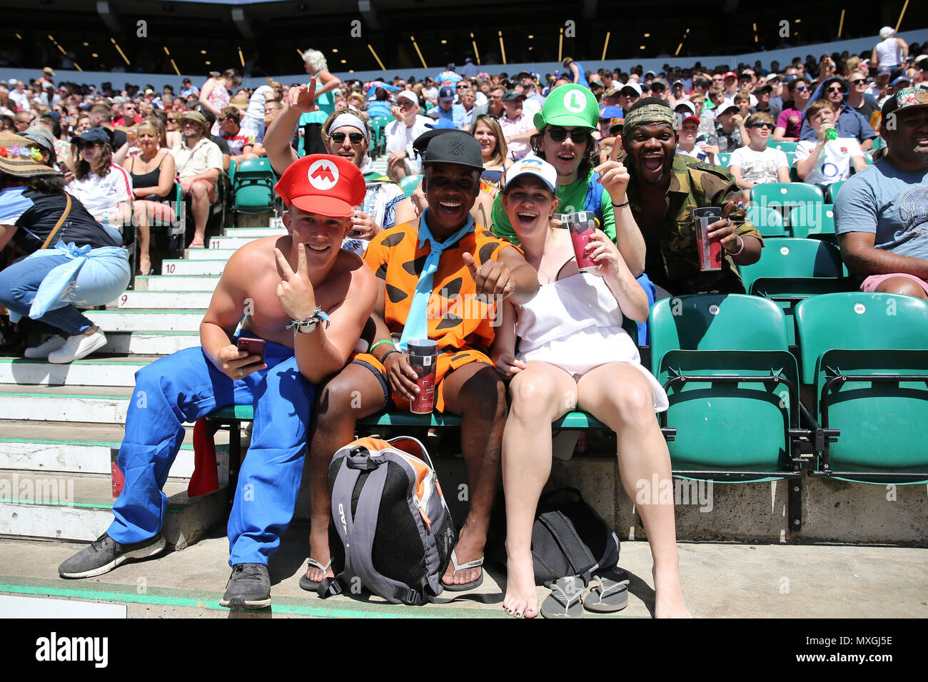Twickenham, London, UK. 3rd Jun, 2018. fans in fancy dress. HSBC World