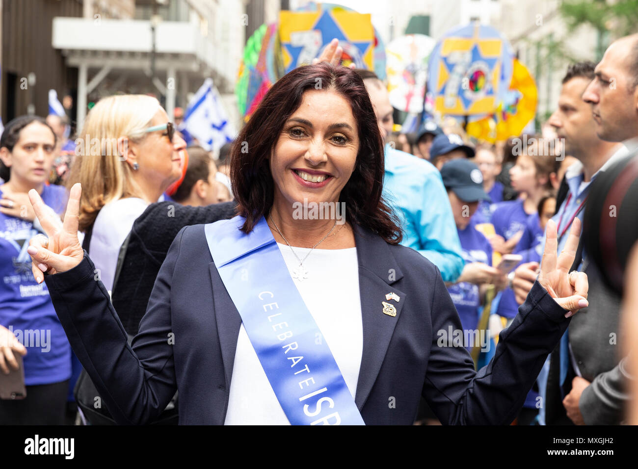 New York, USA - June 3, 2018: Minister of Culture Miri Regev attends Celebrate Israel Parade on theme 70 & Sababa (70 & Awesome) on 5th Avenue in Manhattan Credit: lev radin/Alamy Live News Stock Photo
