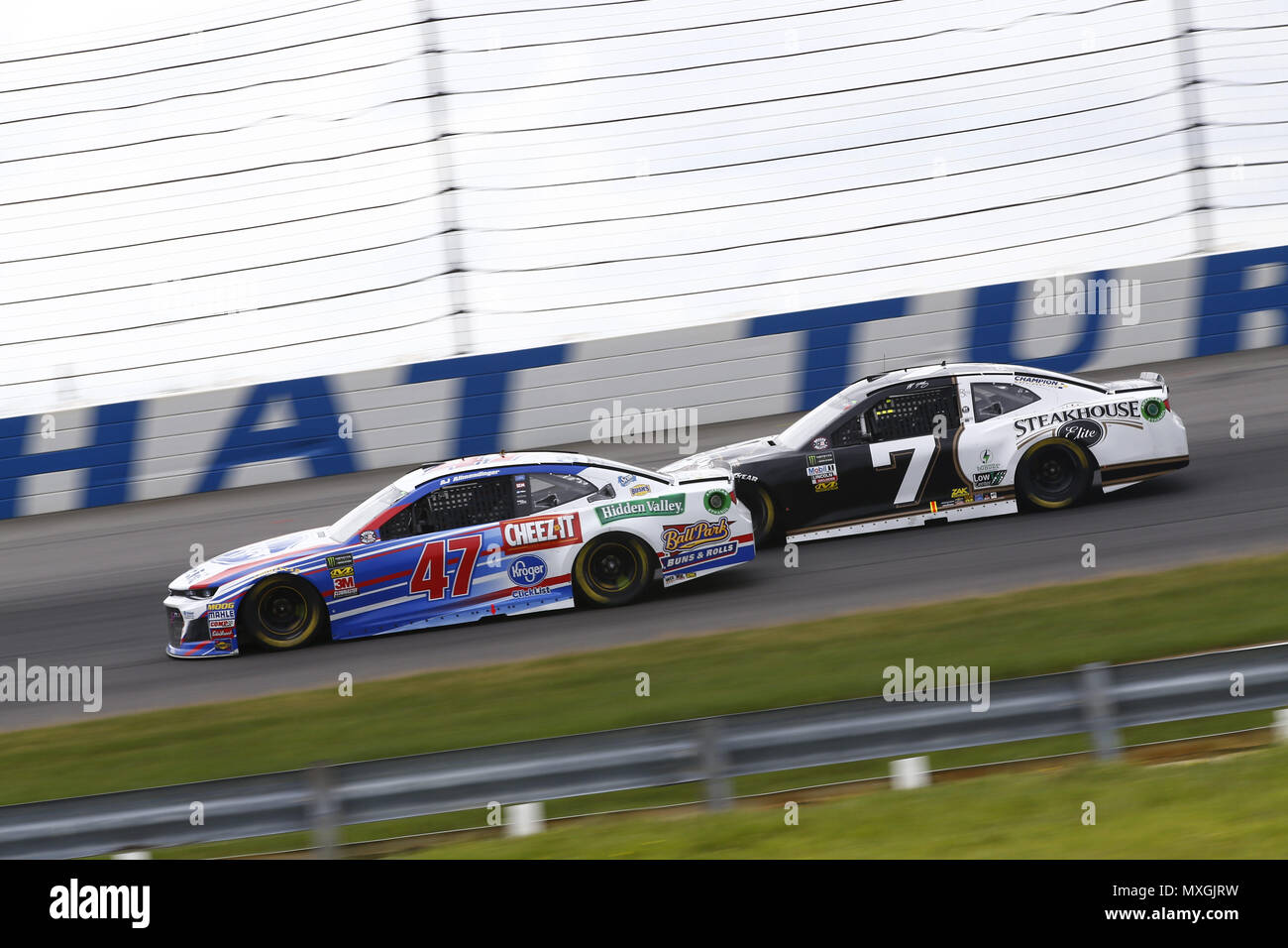 Long Pond, Pennsylvania, USA. 3rd June, 2018. AJ Allmendinger (47) and JJ Yeley (7) battle for position during the Pocono 400 at Pocono Raceway in Long Pond, Pennsylvania. Credit: Chris Owens Asp Inc/ASP/ZUMA Wire/Alamy Live News Stock Photo