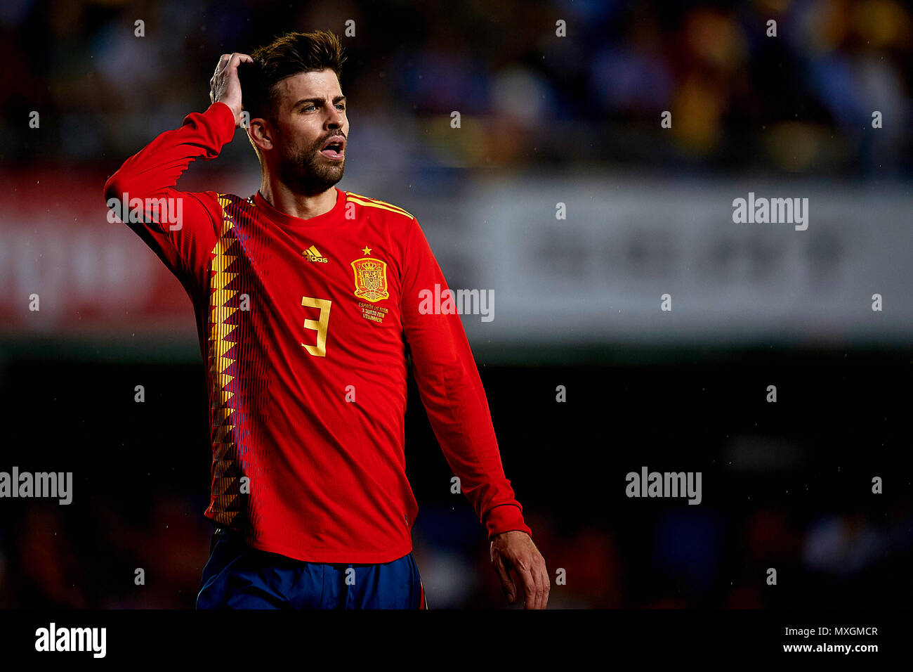 Gerard Pique (FC Barcelona) during a International friendly match between Spain against Switzerland in La Ceramica Stadium, Villarreal, Spain, on 03 June of 2018. Stock Photo