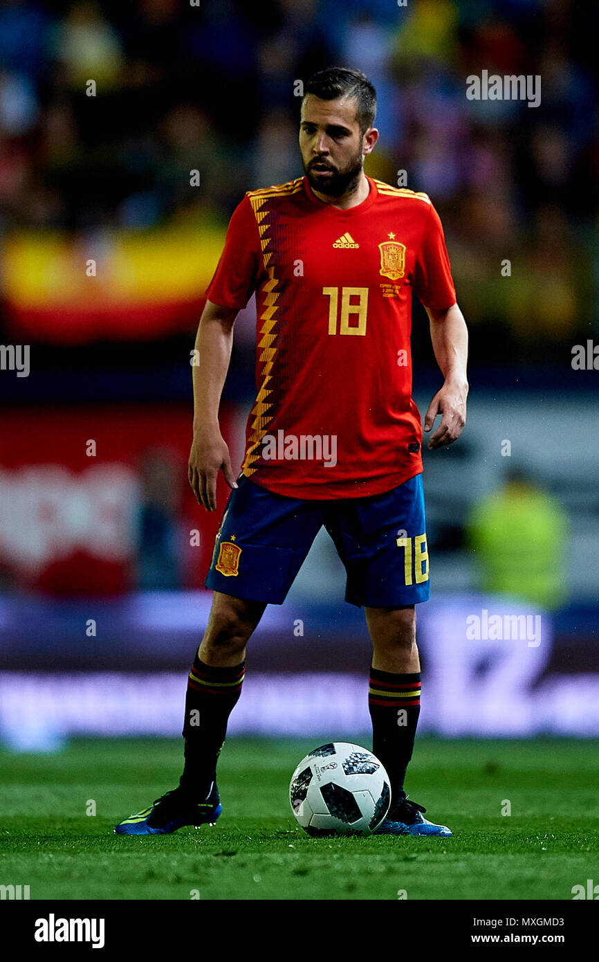 Jordi Alba (FC Barcelona) during a International friendly match between  Spain against Switzerland in La Ceramica Stadium, Villarreal, Spain, on 03  June of 2018 Stock Photo - Alamy