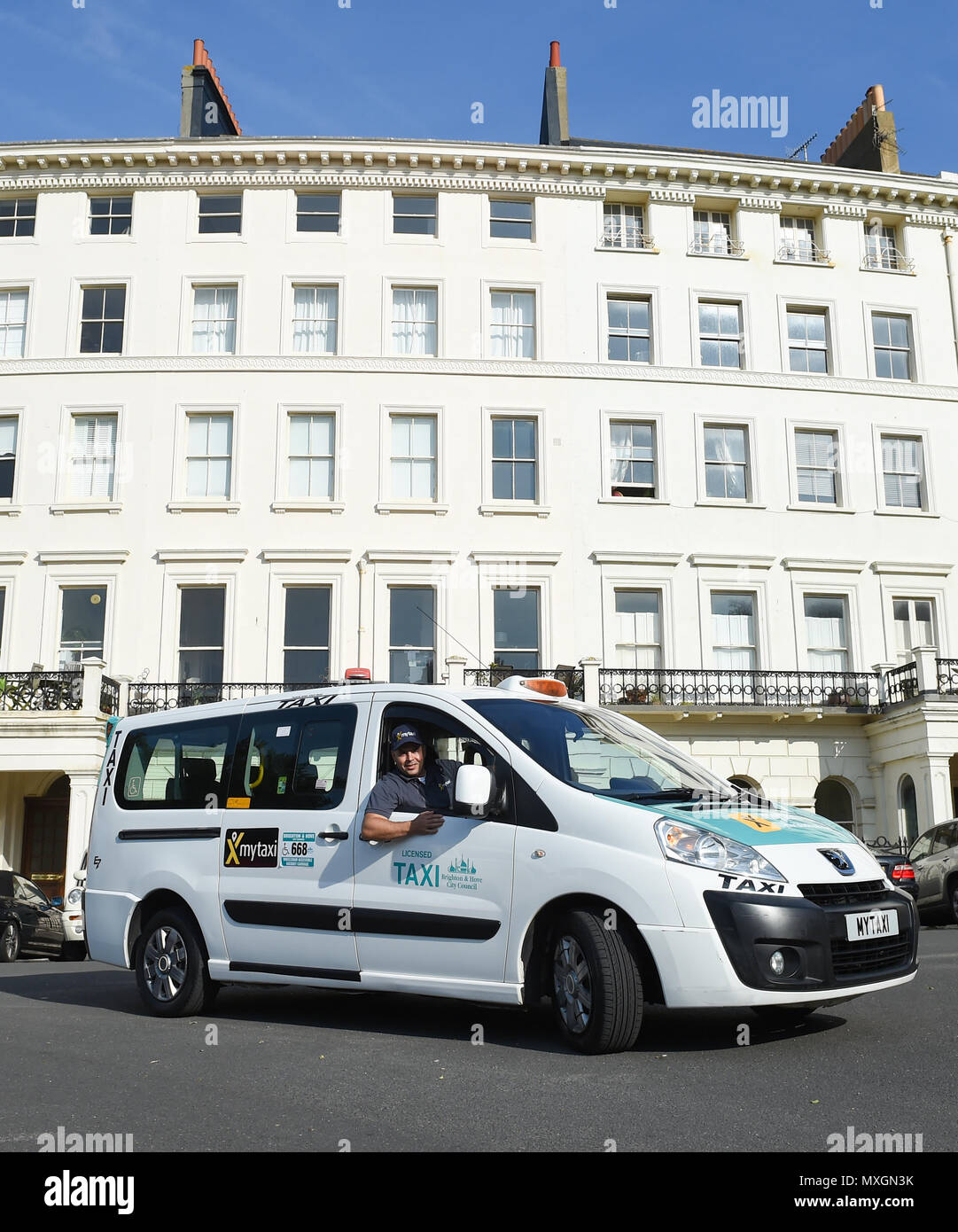 Brighton UK 4th June - mytaxi - your licensed taxi app launches in Brighton today with 50% off all fares until the end of June  Credit: Simon Dack/Alamy Live News Stock Photo