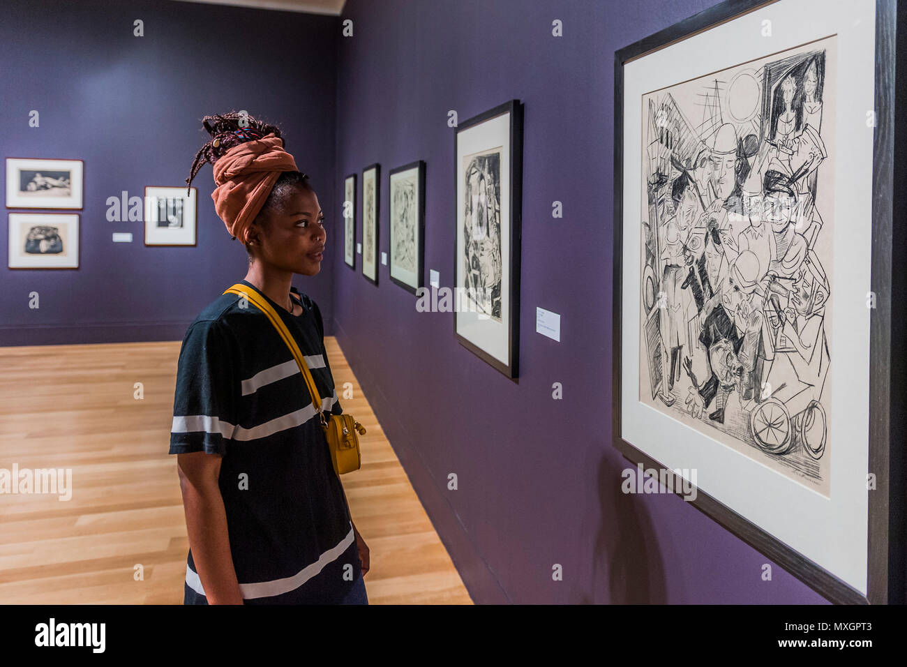 London, UK. 4th June, 2018. Prints by Max Beckmann - Aftermath: Art in the Wake of World War One is at Tate Britain. Marking 100 years since the end of the First World War, the exhibition explores the immediate impact of the conflict on British, German and French art, looking at how artists responded to the physical and psychological scars left on Europe, bringing to together over 150 works from 1916 to 1932. Credit: Guy Bell/Alamy Live News Stock Photo
