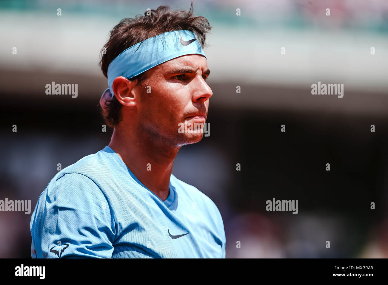 Paris, France. 4th June, 2018. Rafael Nadal of Spain during Day 9 at the 2018 French Open at Roland Garros. Credit: Frank Molter/Alamy Live news Stock Photo