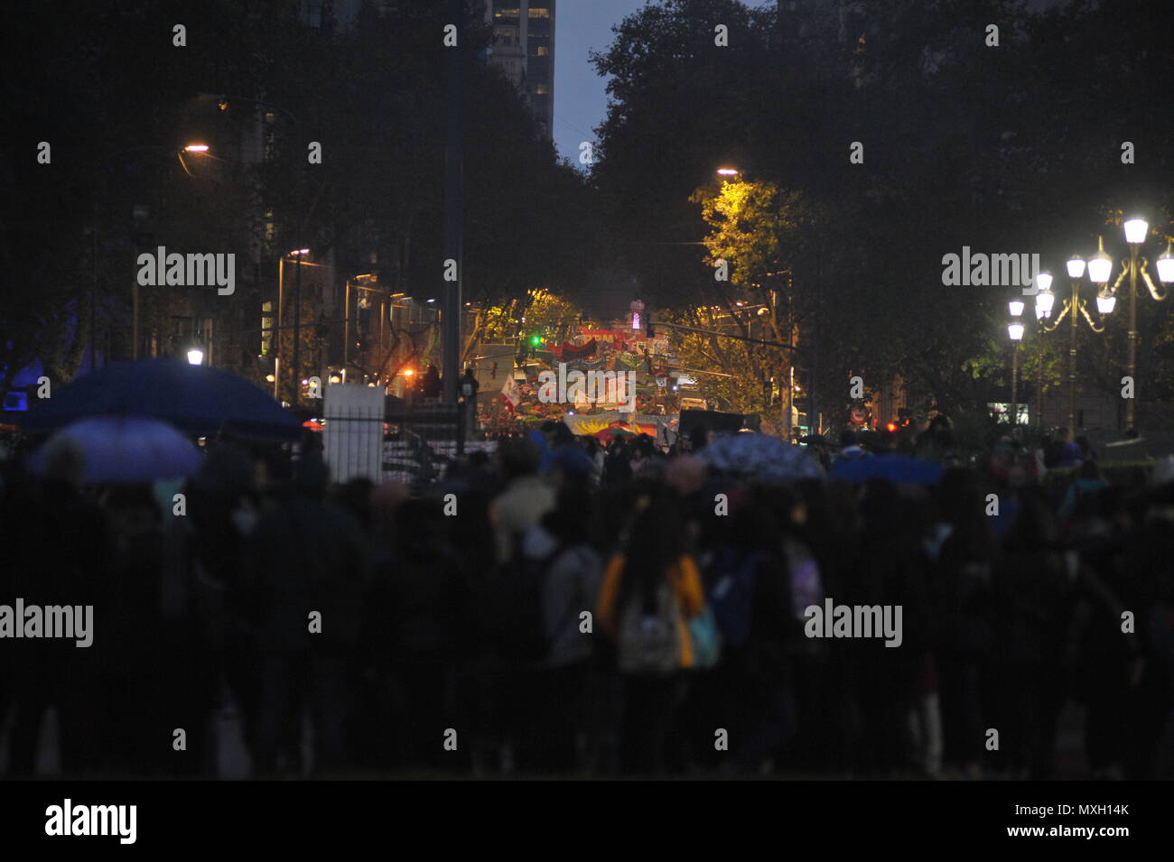 Buenos Aires, Buenos Aires, Argentina. 4th June, 2018. Thousands take part ot the '' Ni una menos'' rally. ''Ni una menos'', Spanish for ''Not one woman less'' is an Argentine feminist movement that started in 2015 after the murder of 14 years old Chiara Paez, and is now spread across several Latin American countries, campaigning against gender violence. Credit: Patricio Murphy/ZUMA Wire/Alamy Live News Stock Photo