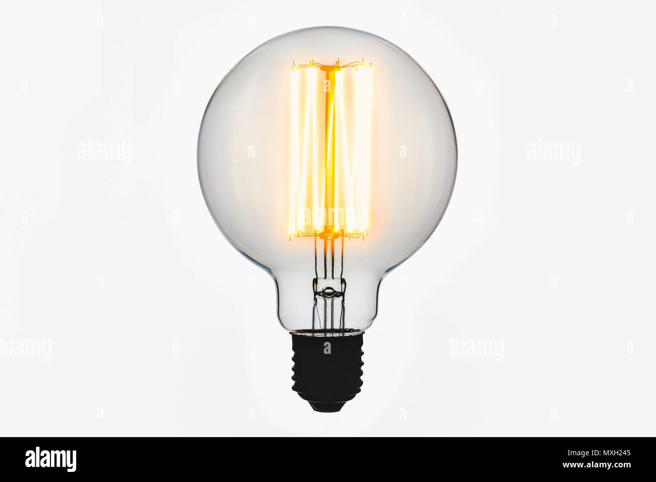 vintage electric lamp, light bulb isolate on white background. Stock Photo
