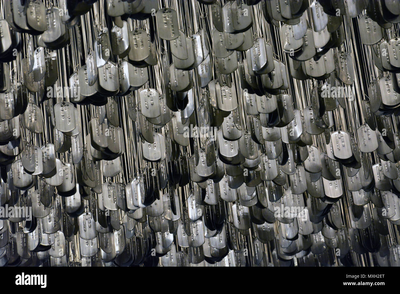 Chicago display of 58,307 dog tags with the names of all the US servicemen who were killed during the Vietnam War Stock Photo