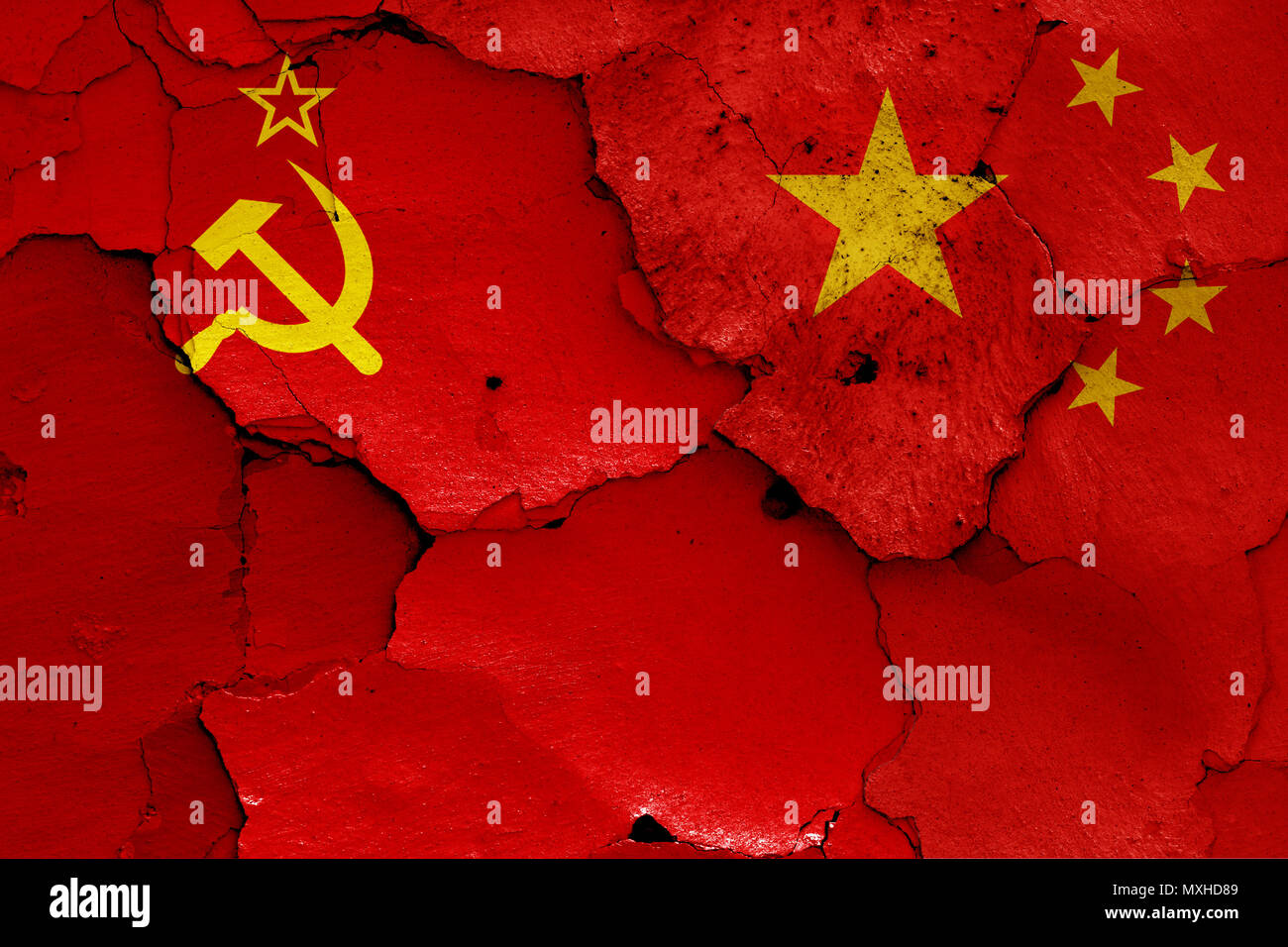 flags of Soviet Union and China Stock Photo
