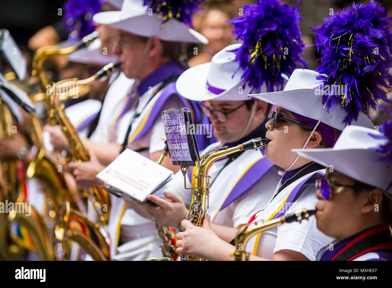 NEW YORK CITY JUNE 25, 2017 Marching band participants playing
