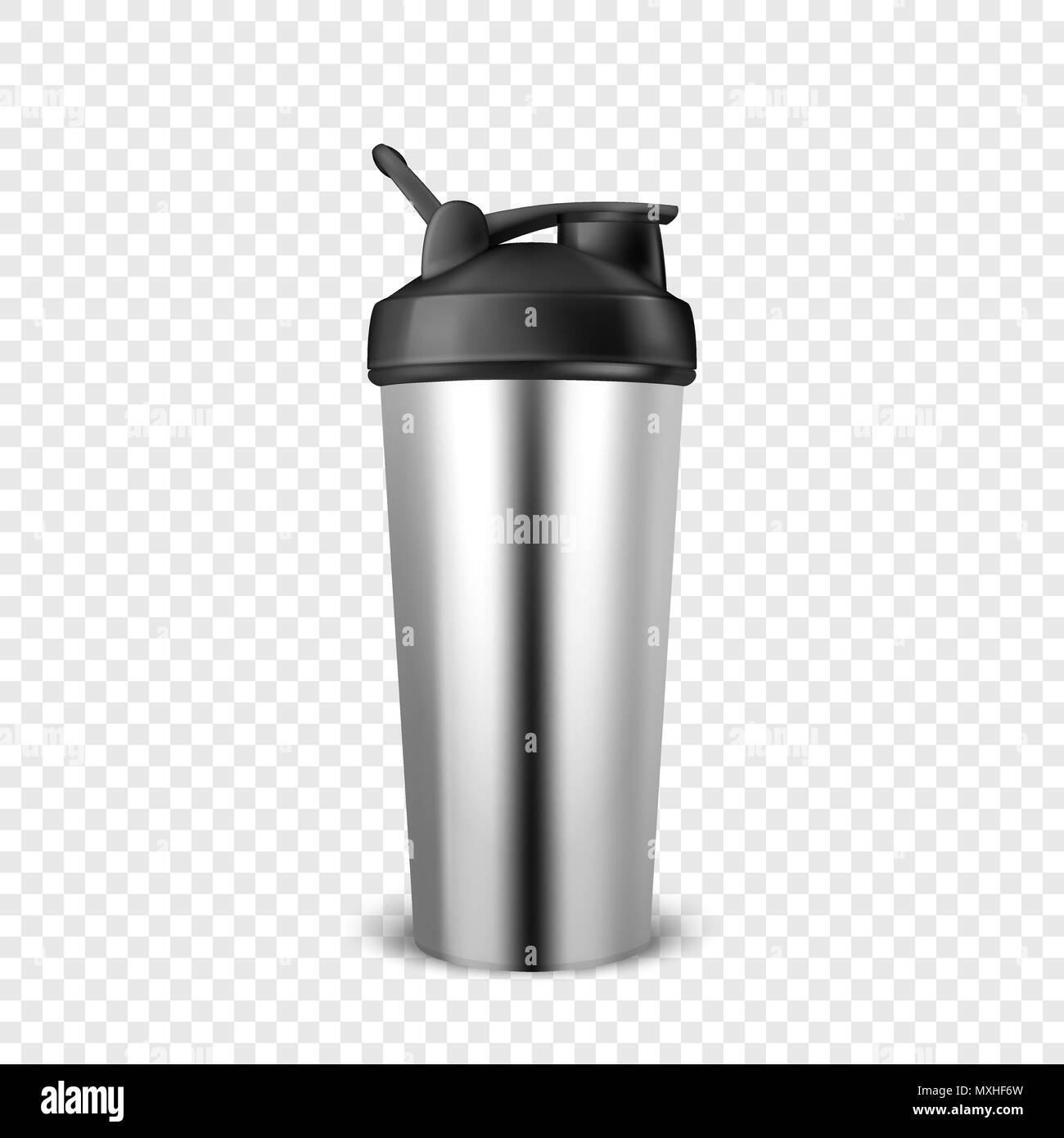Download Vector Realistic 3d Empty Glossy Metal Shaker For Sports Nutrition Closeup Isolated On Transparency Grid Background Design Template Of Packaging Mockup For Graphics Front View Stock Vector Image Art Alamy