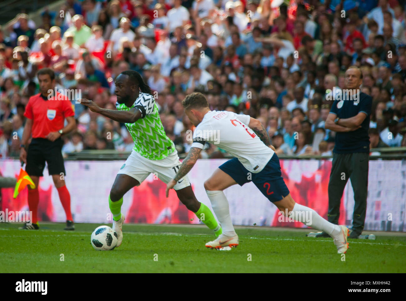 Wembley, United Kingdom. 2nd June 2018. ENGLAND took on Nigeria as they prepare for the World Cup this summer. England won the game 2 - 1. Stock Photo
