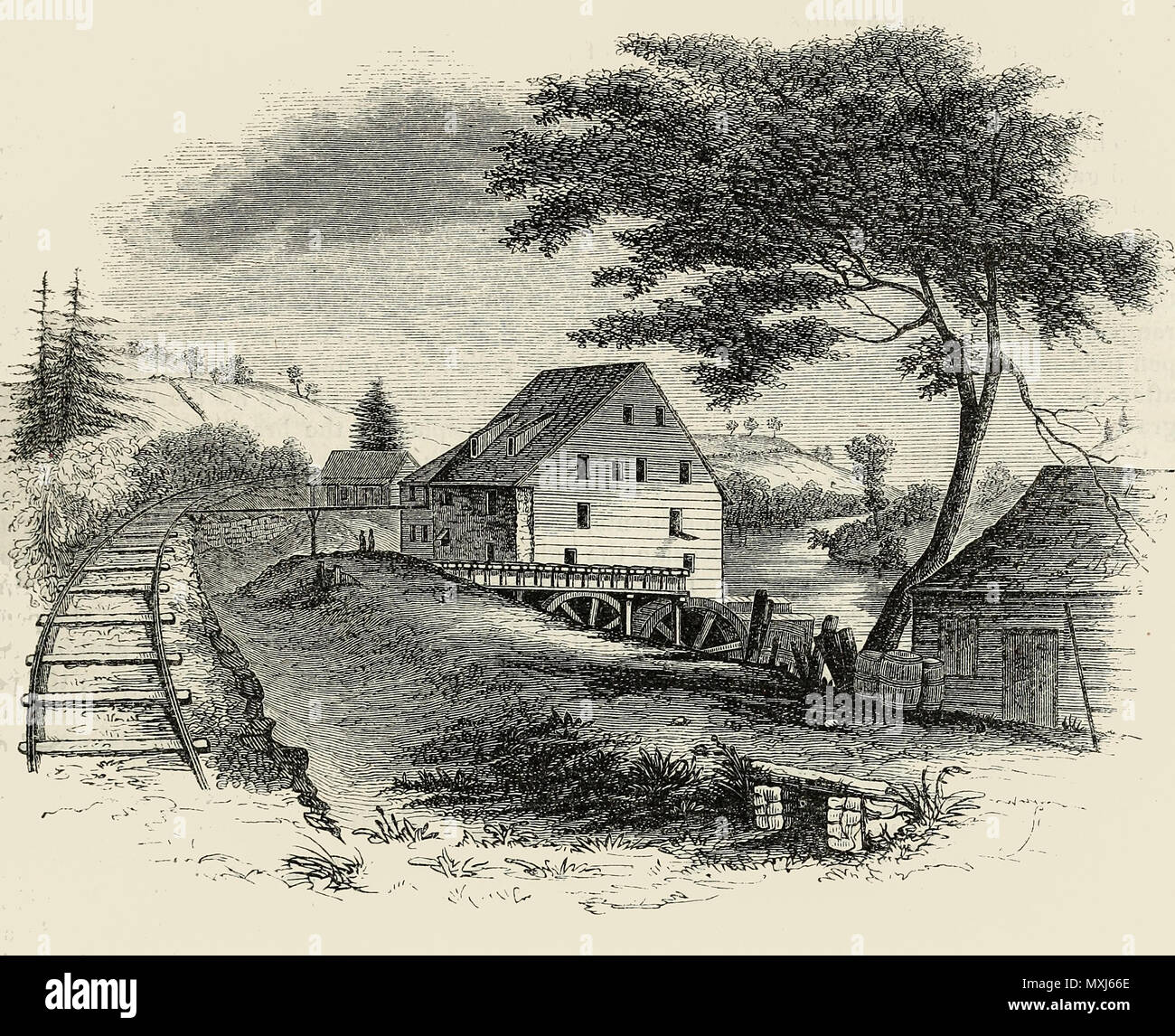 Thomas Jefferson's Mill at Shadwell, circa 1853 Stock Photo