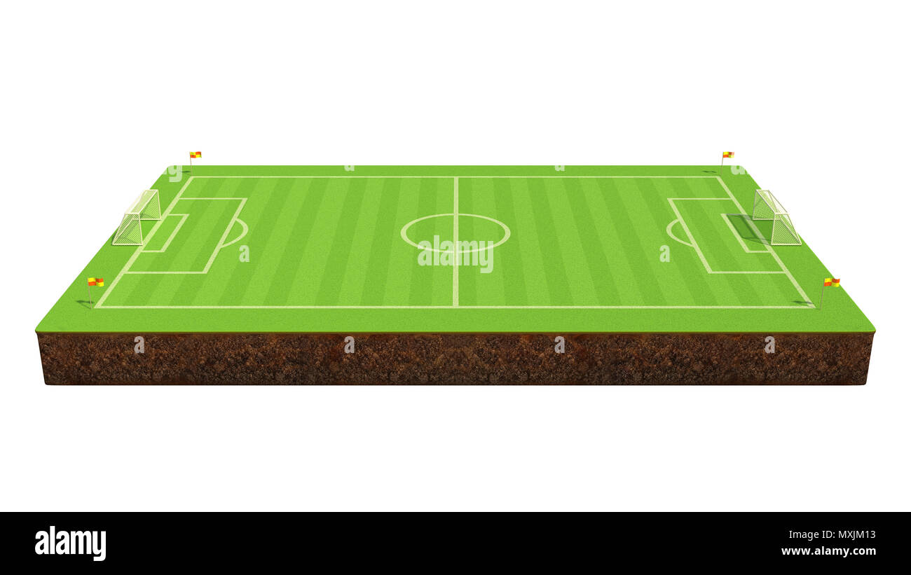 3d illustration of  a soccer field Stock Photo