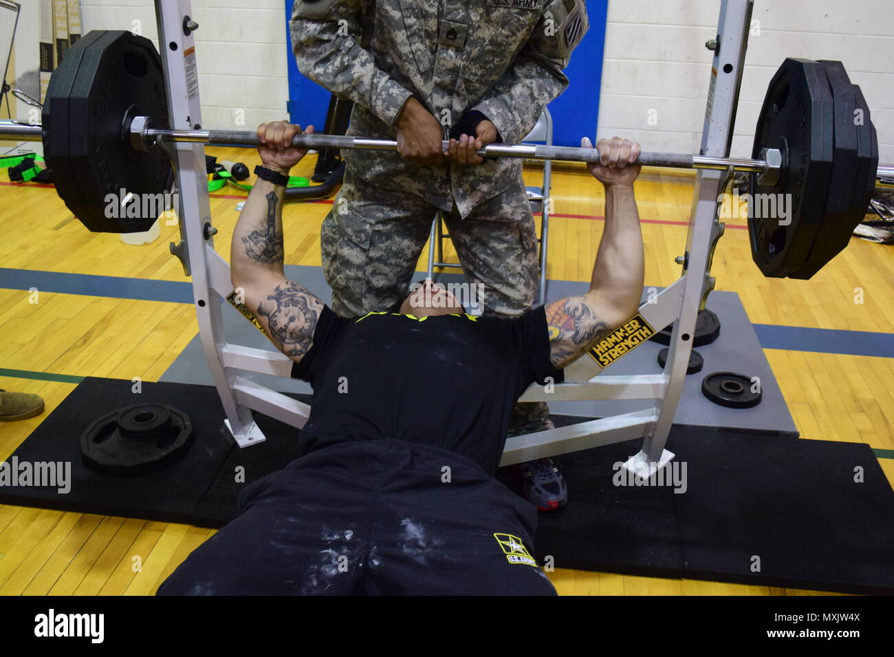 A Soldier Attempts To Bench Press During The Marne Week Bench