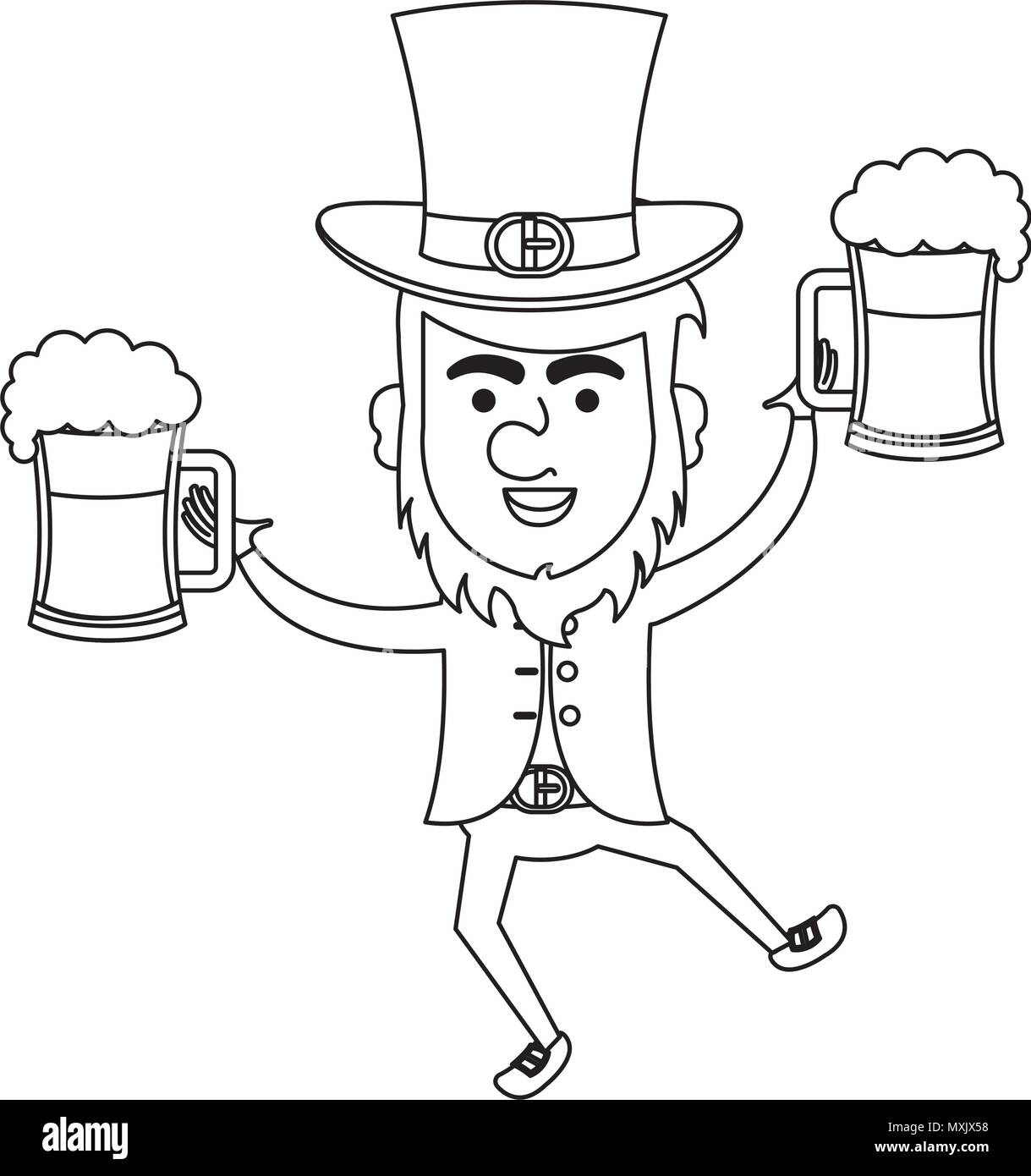 leprechaun with beer avatar character icon vector illustration design Stock Vector