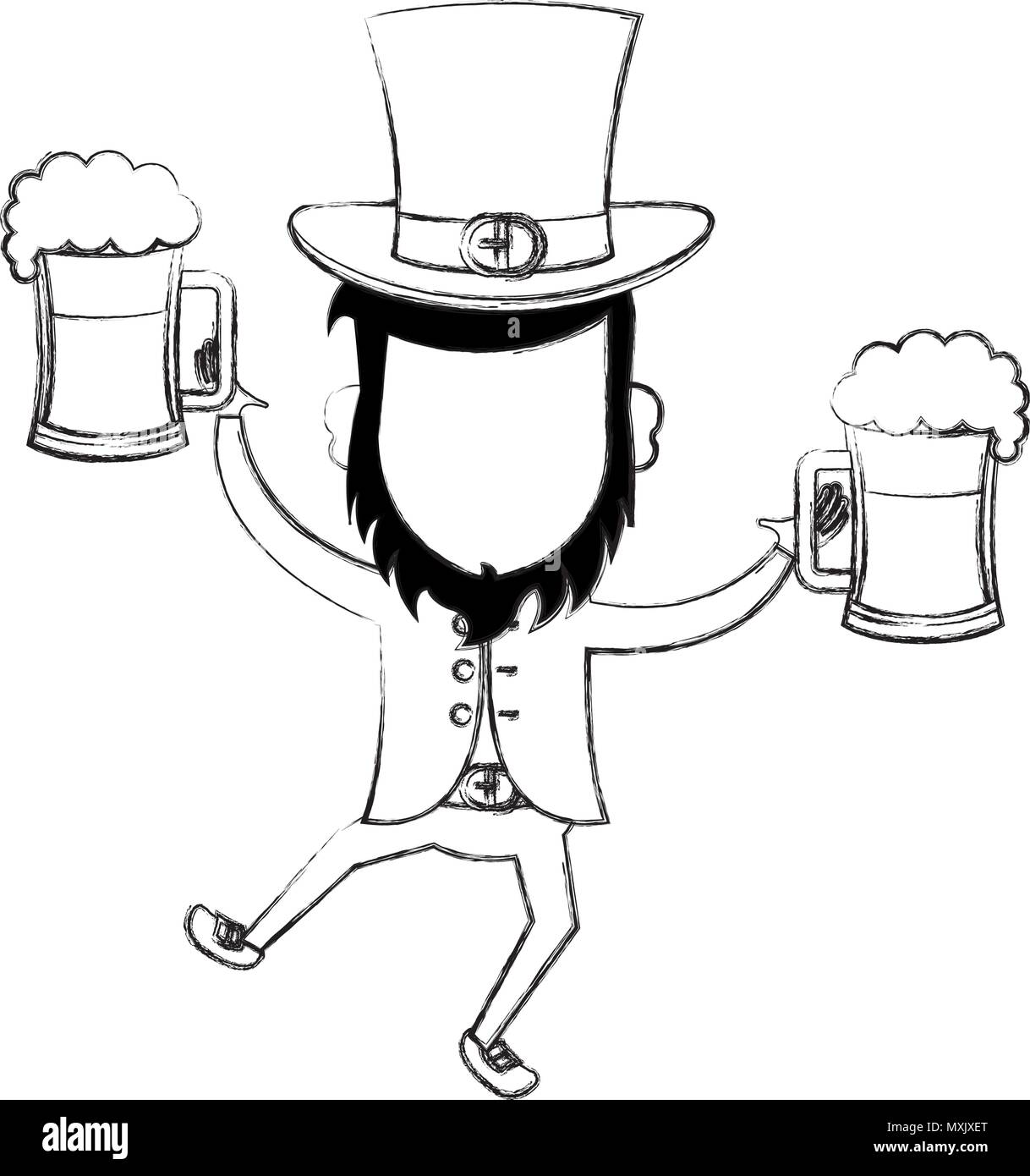 leprechaun with beer avatar character icon vector illustration design Stock Vector