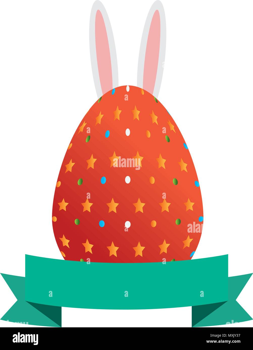 egg paint with ears bunny easter decoration vector illustration design ...