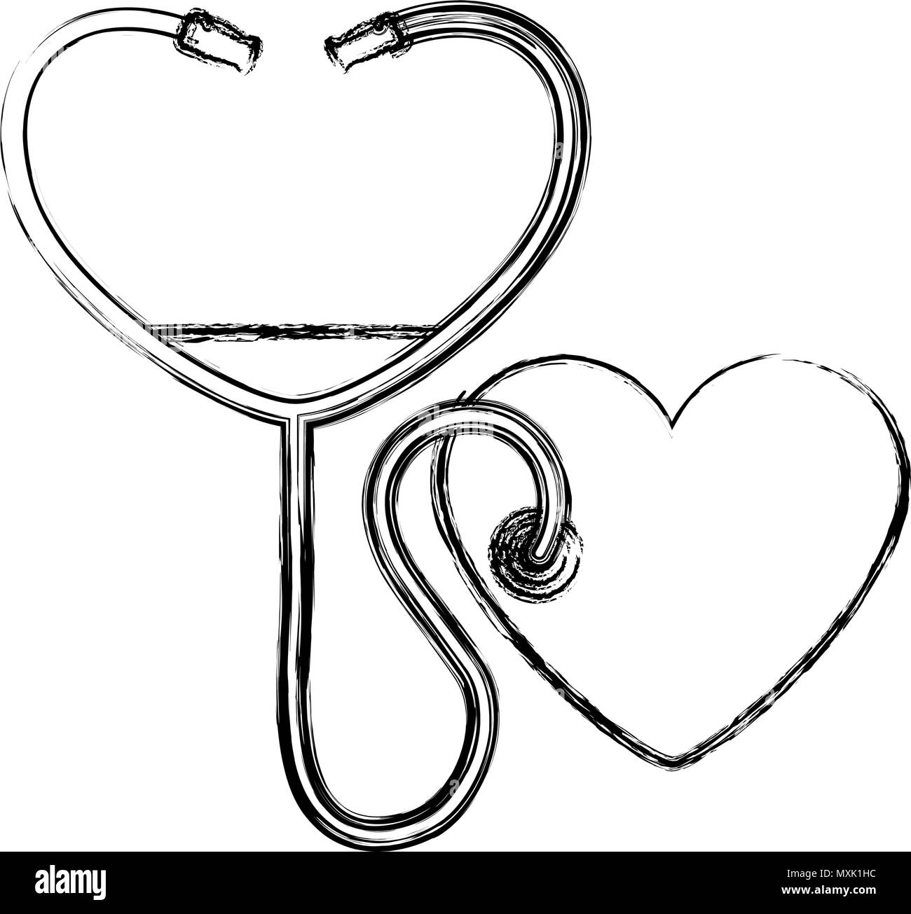 heart cardiology with stethoscope vector illustration design Stock