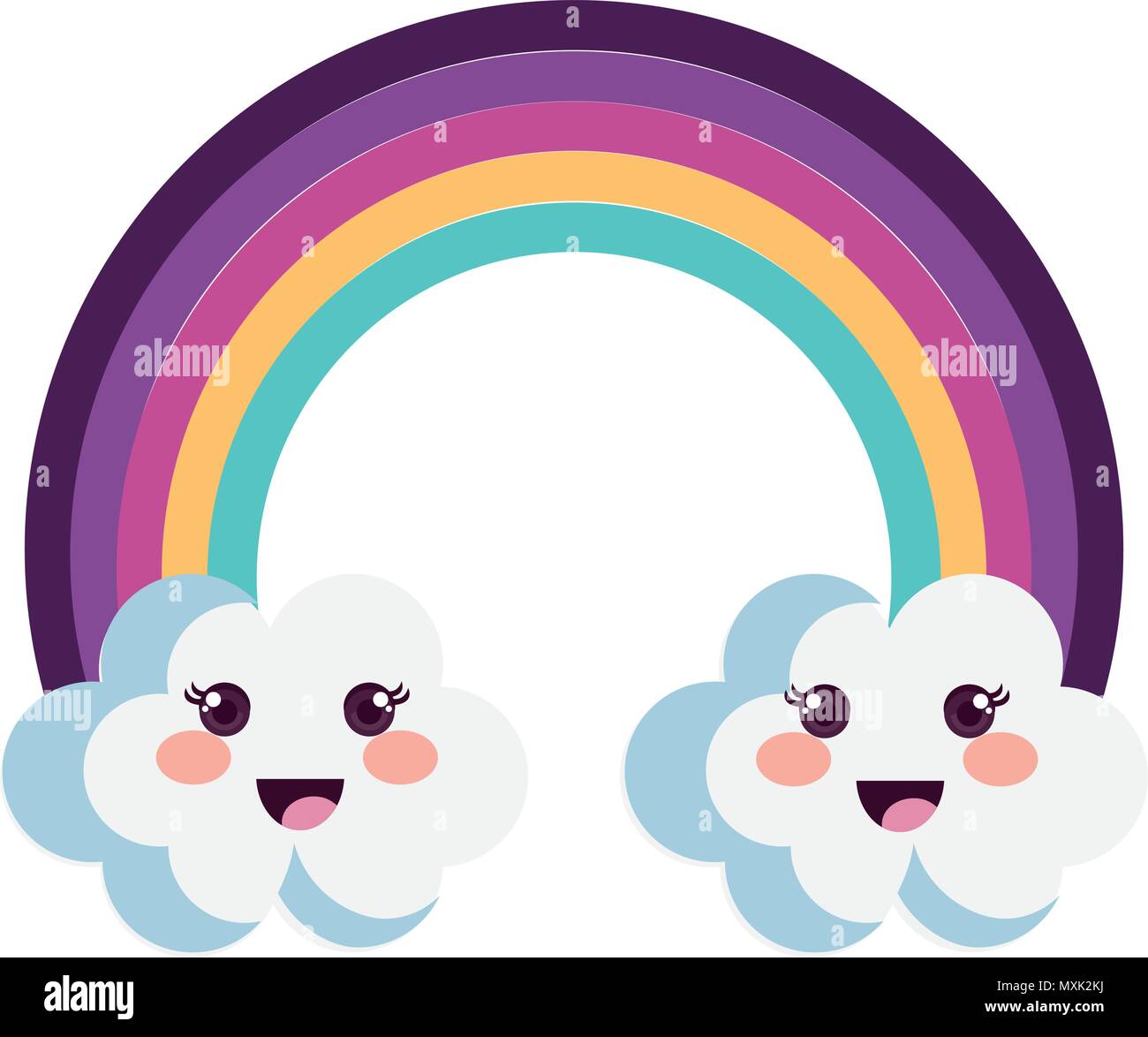 cute rainbow with clouds kawaii characters Stock Vector Image & Art - Alamy