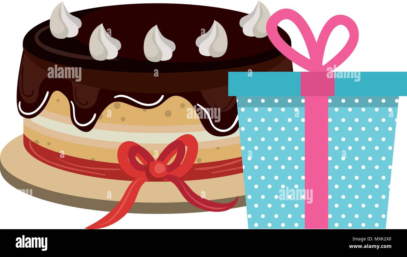 giftbox with sweet cake birthday celebration Stock Vector Image & Art ...