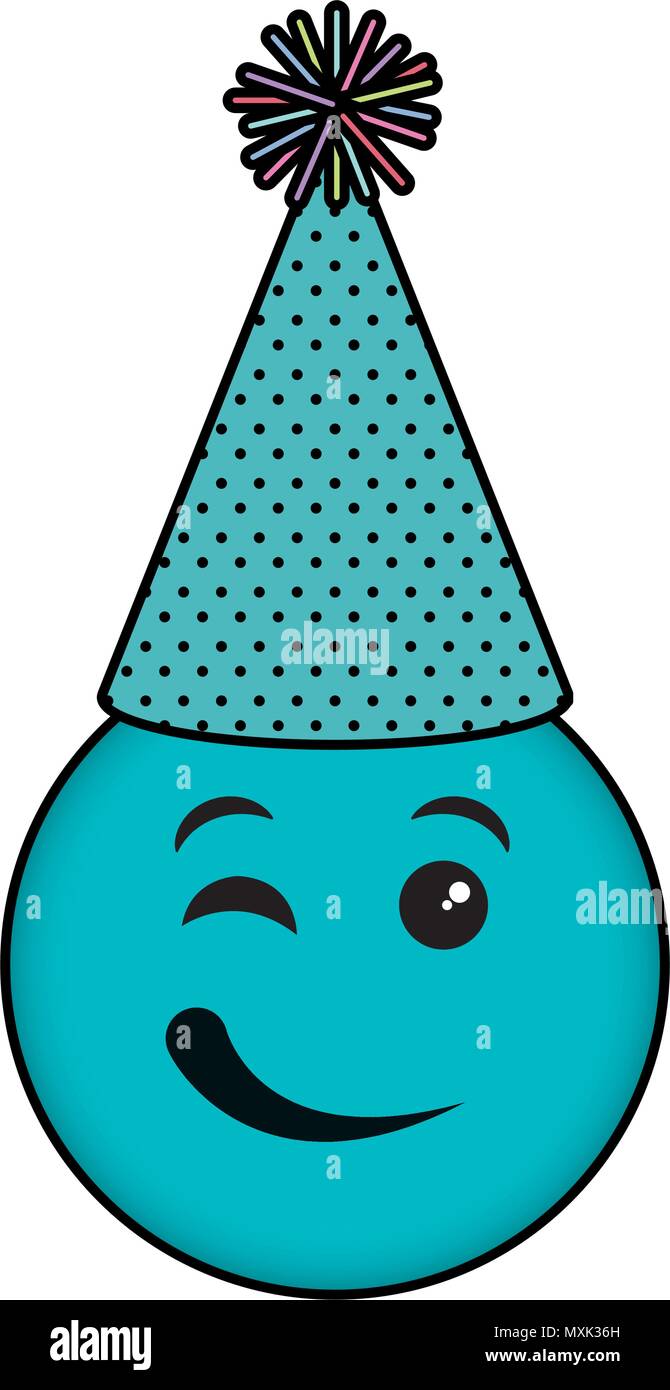 emoji face with party hat Stock Vector