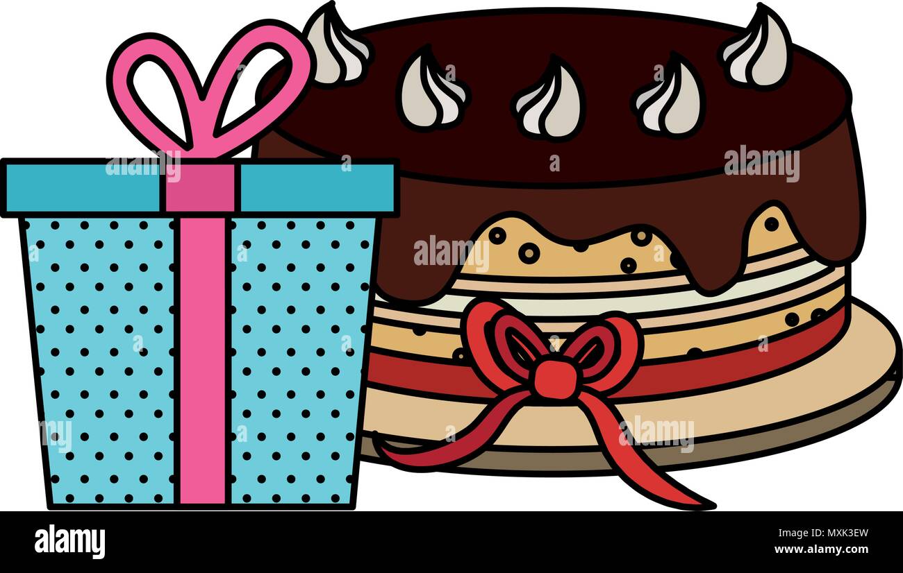 giftbox with sweet cake birthday celebration Stock Vector Image & Art ...