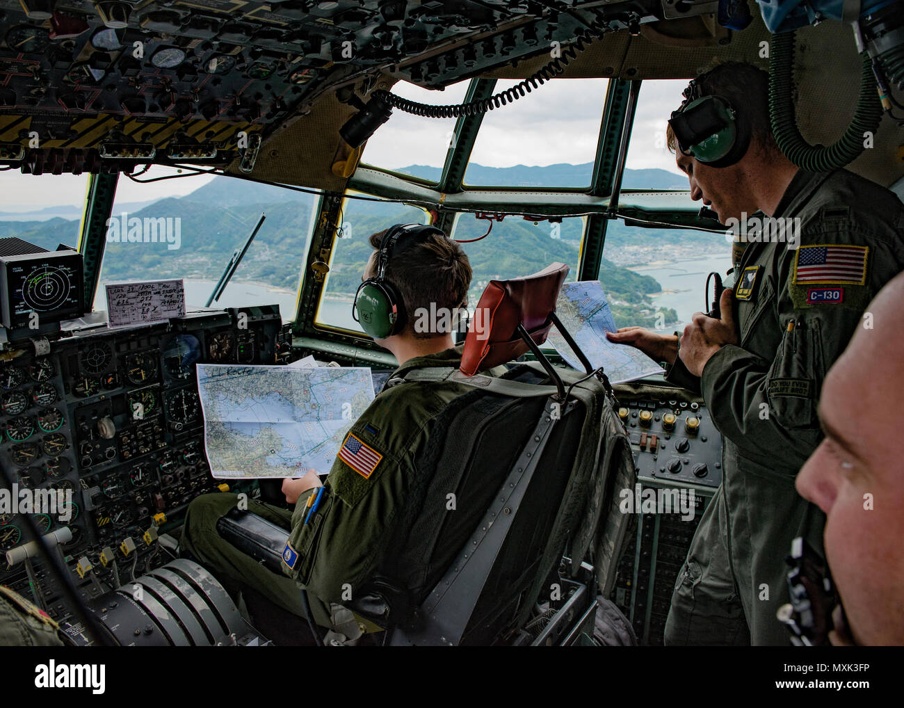 36th Airlift Squadron C130H navigators confirm charted flight path