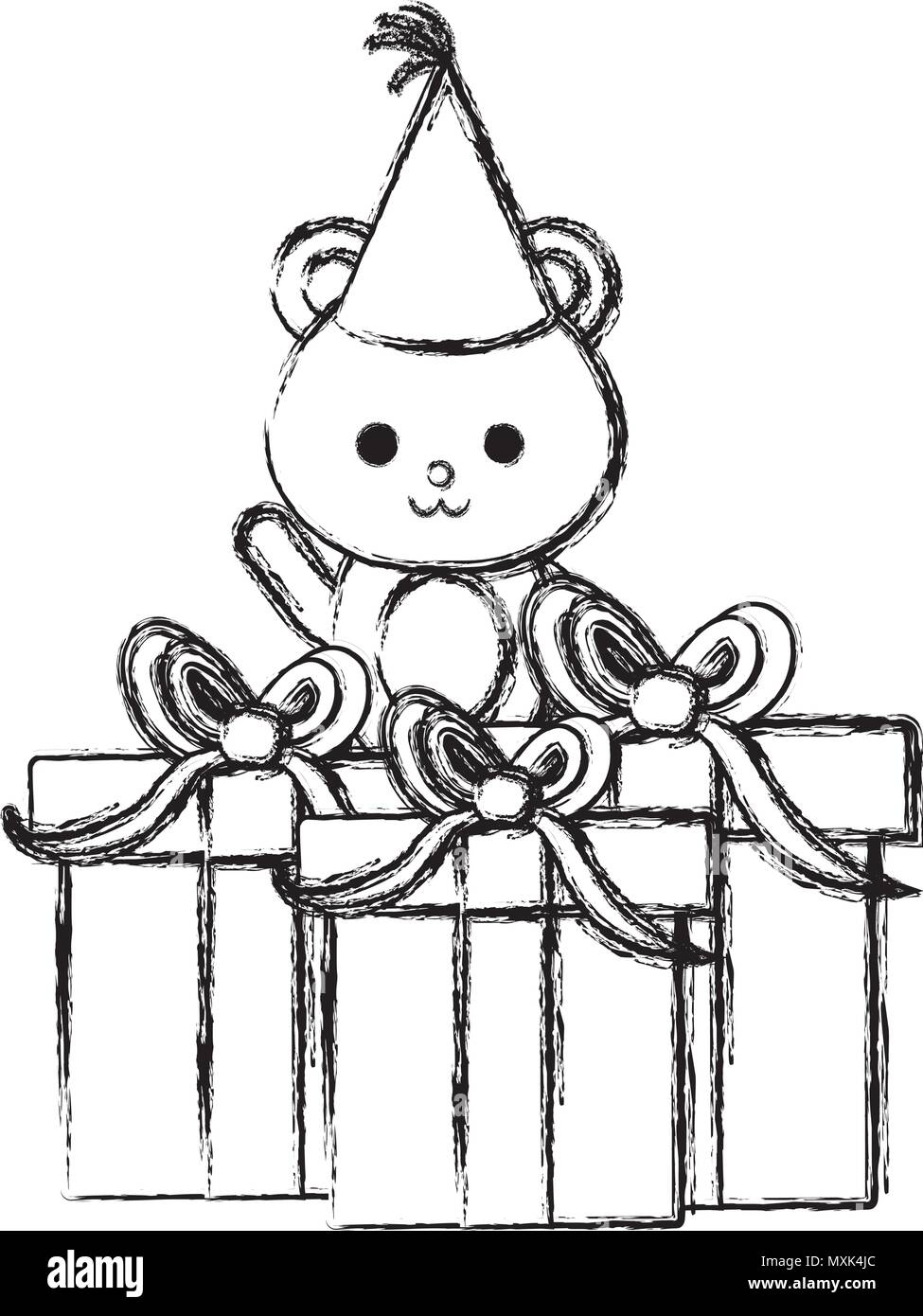 cute bear teddy with gift boxes kawaii character Stock Vector Image ...