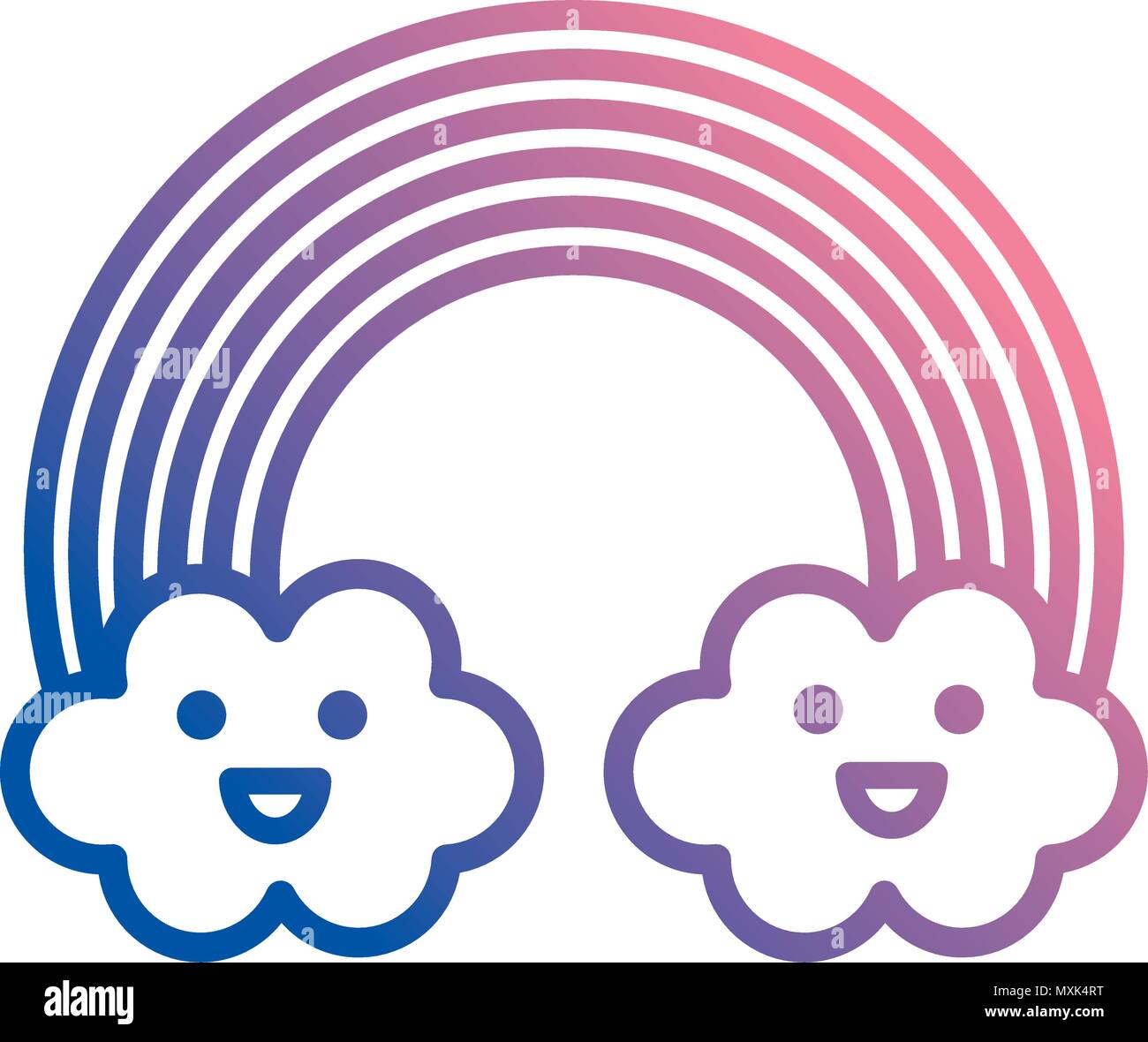 cute rainbow with clouds kawaii characters Stock Vector Image & Art - Alamy