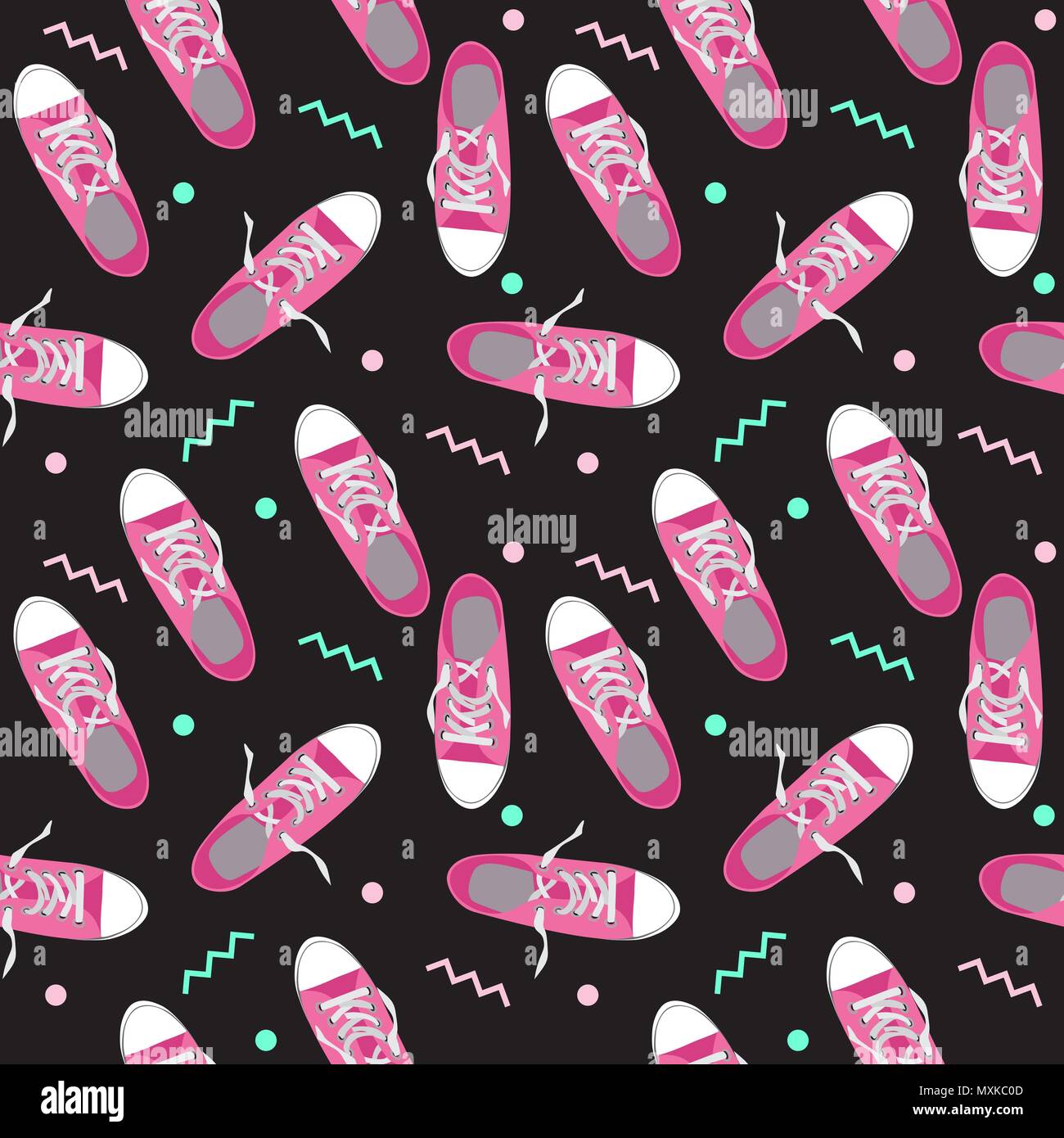 Seamless Pattern with shoes on color background Vector Illustration ...
