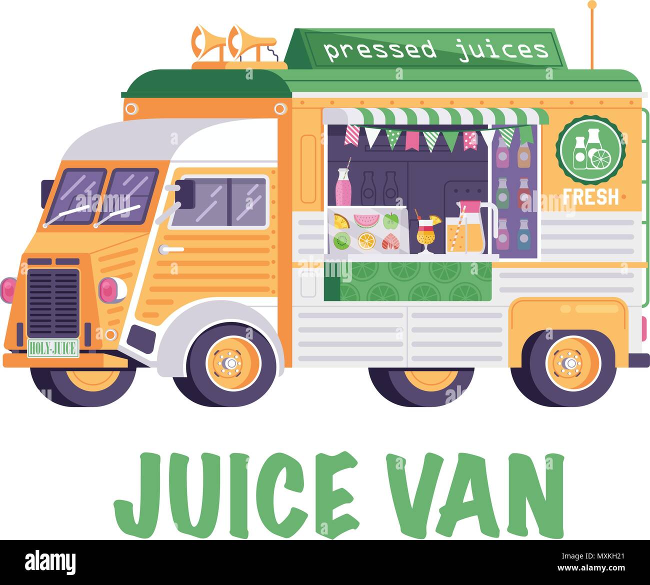 Summer Juice Truck Selling Fruits and Drinks Stock Vector Image & Art Alamy