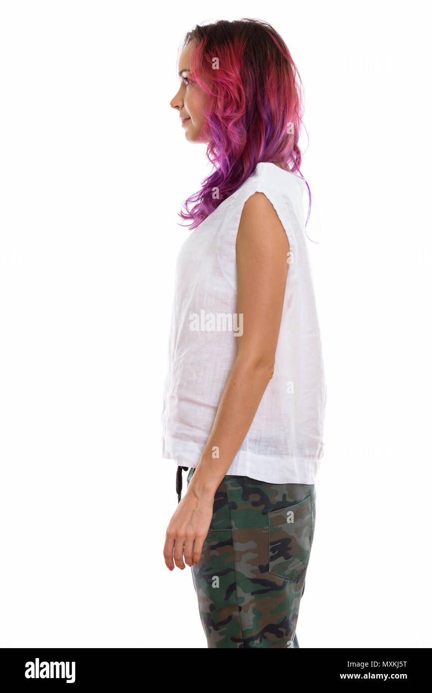 Woman beautiful standing profile hi-res stock photography and images ...