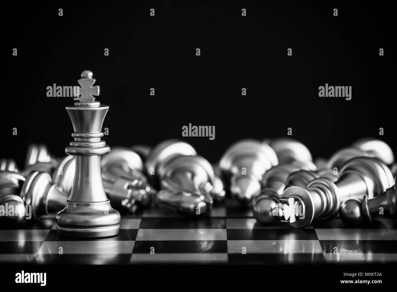 King chess standing on chess board. Business planning, strategy