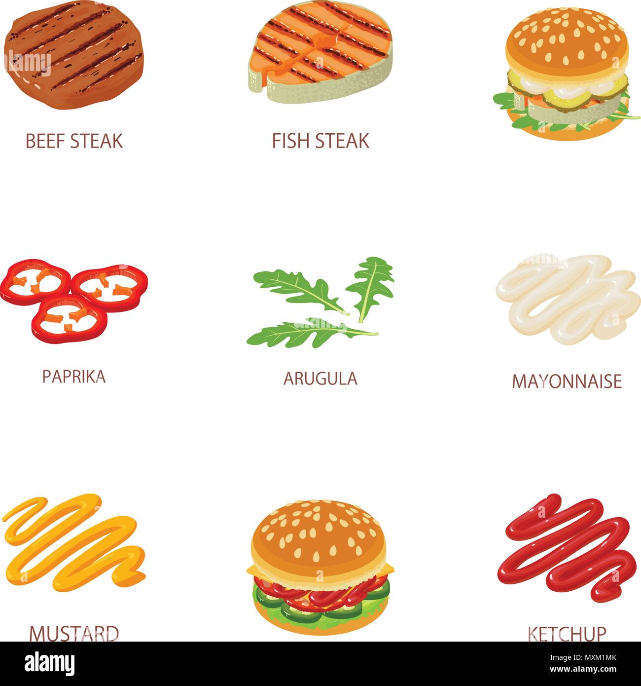 Steak icons set, cartoon style Stock Vector Image & Art - Alamy