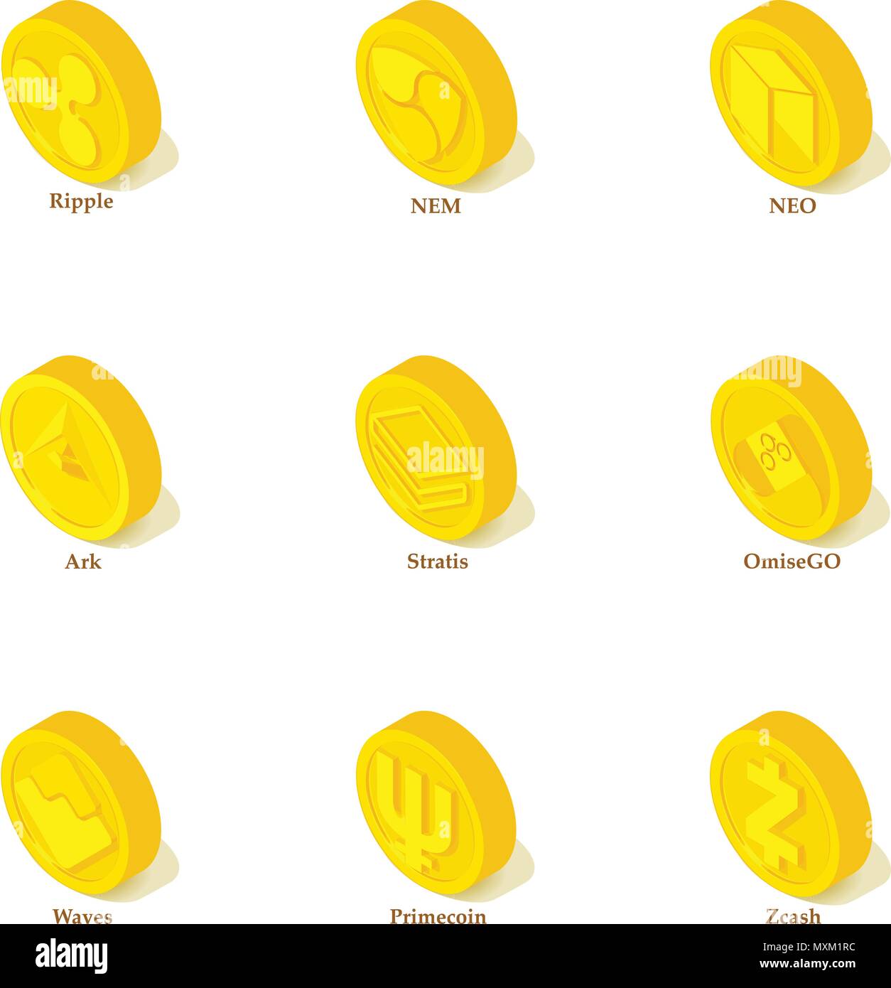 Gold coin icons set, isometric style Stock Vector Image & Art - Alamy