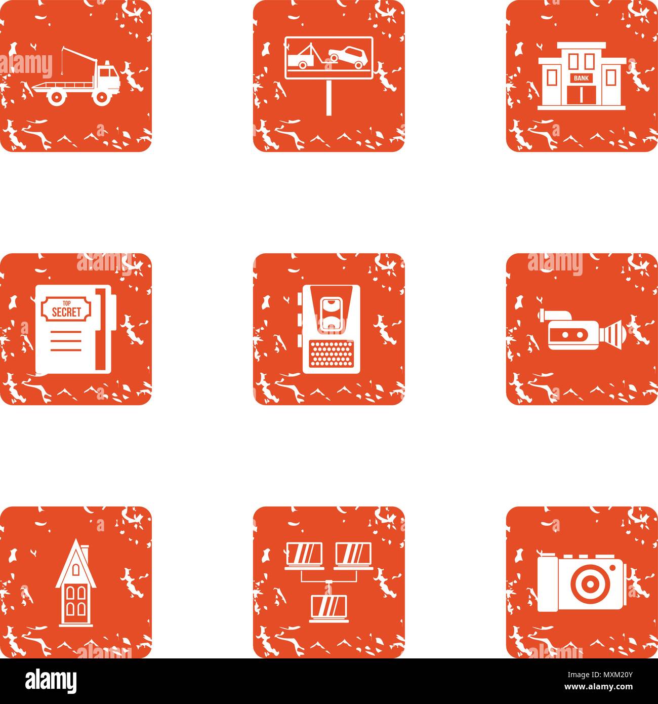 Home networking icons set, grunge style Stock Vector