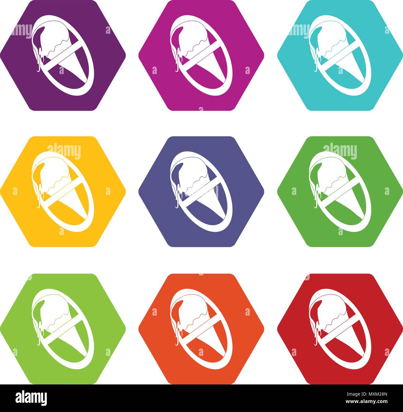 No ice cream icons set 9 vector Stock Vector