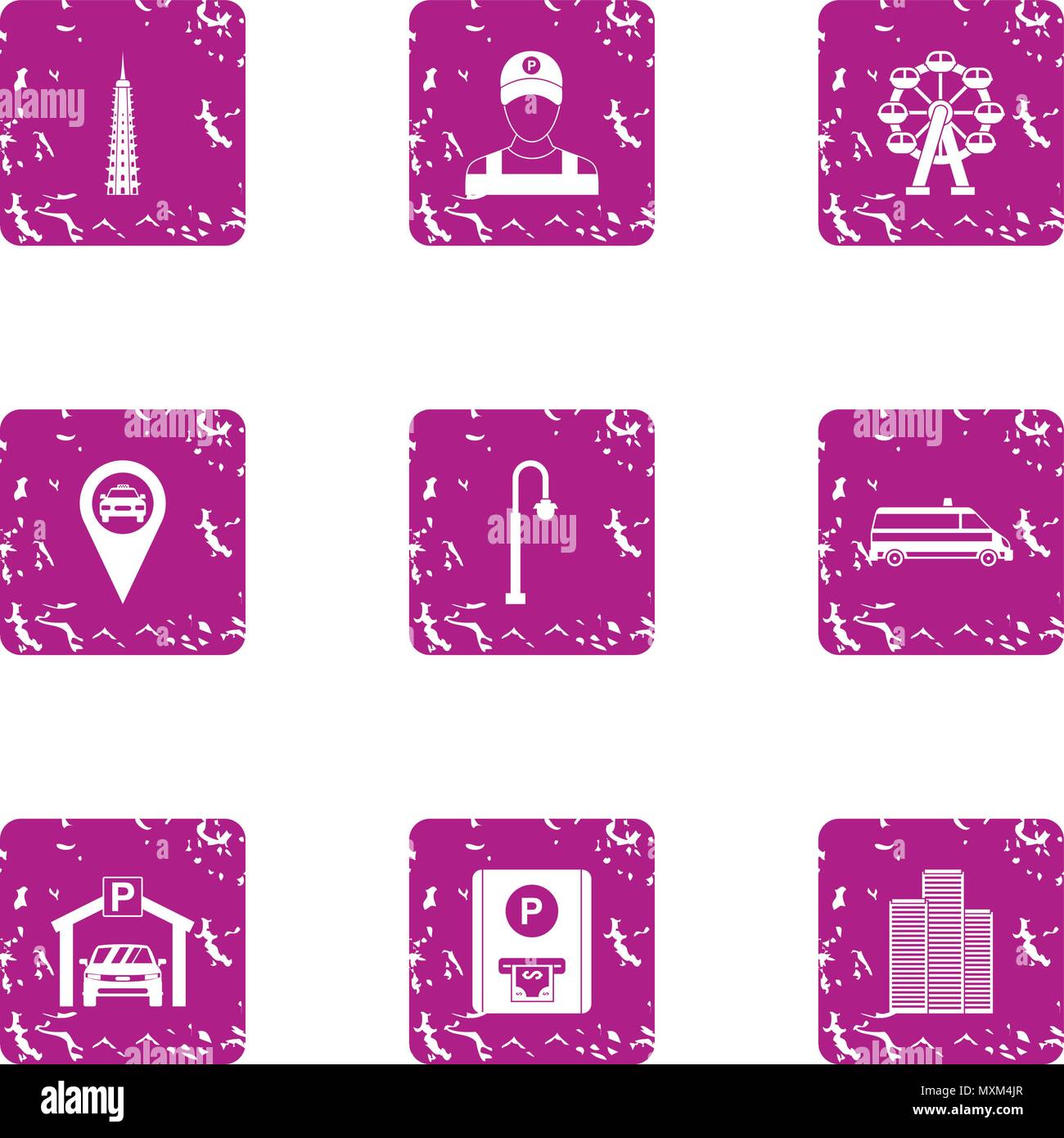 Lay icons set, grunge style Stock Vector