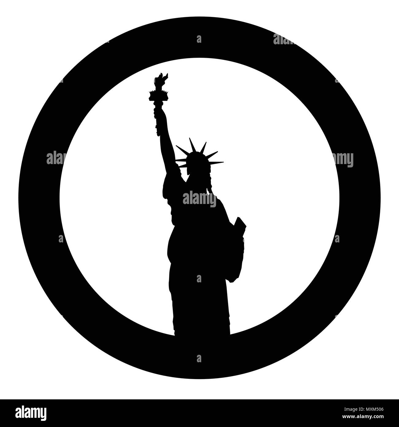 The Statue Of Liberty set in a ring as an isolated rubber ink stamp Stock Vector