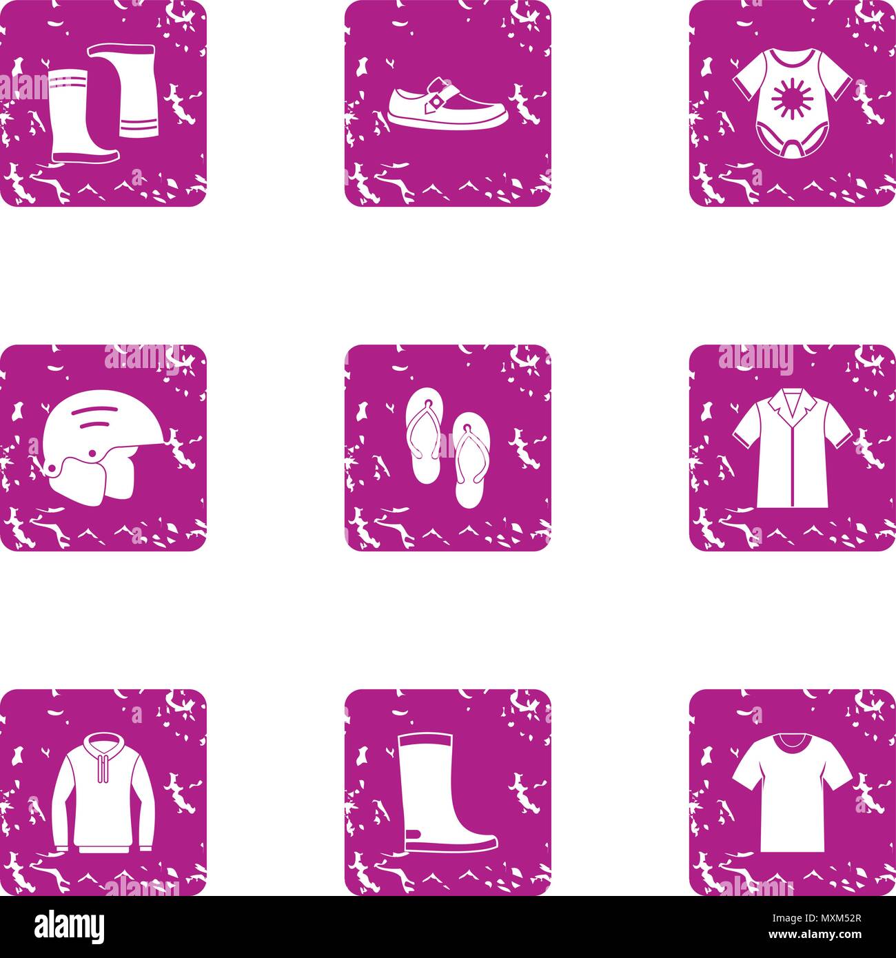 Robe icons set, grunge style Stock Vector