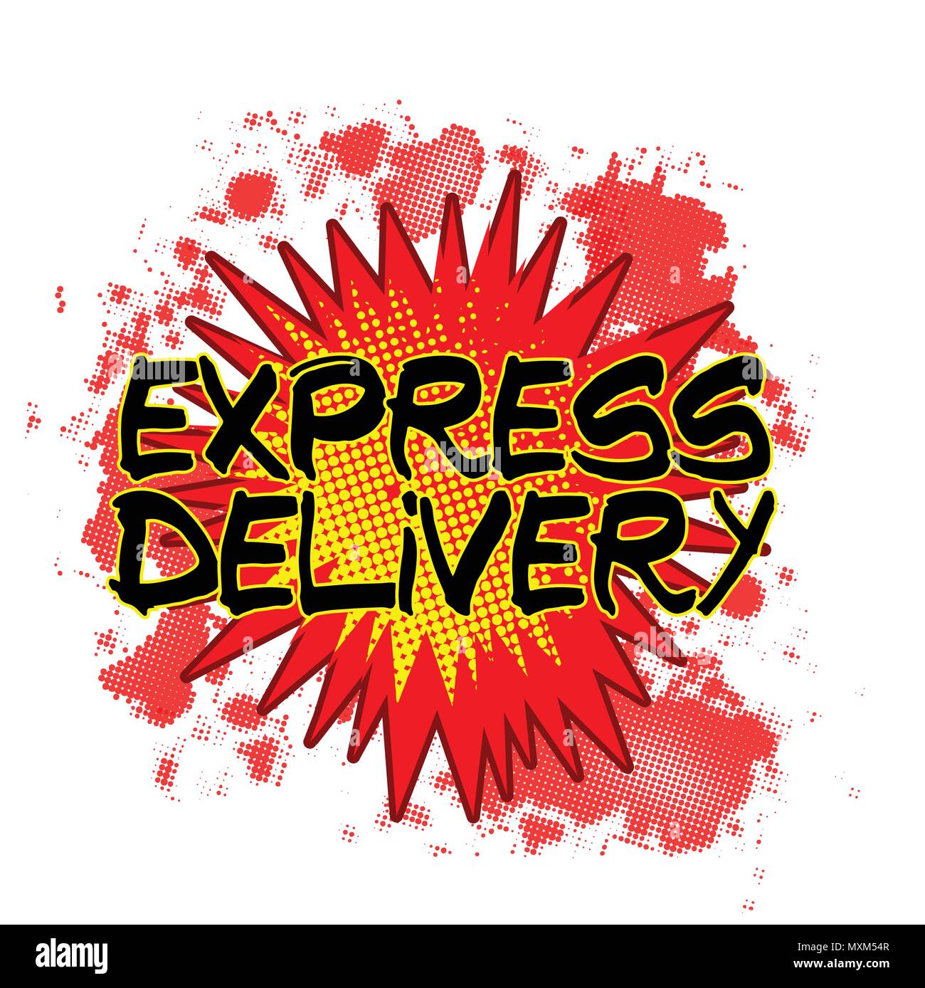 A comic cartoon style express delivery explosion Stock Vector