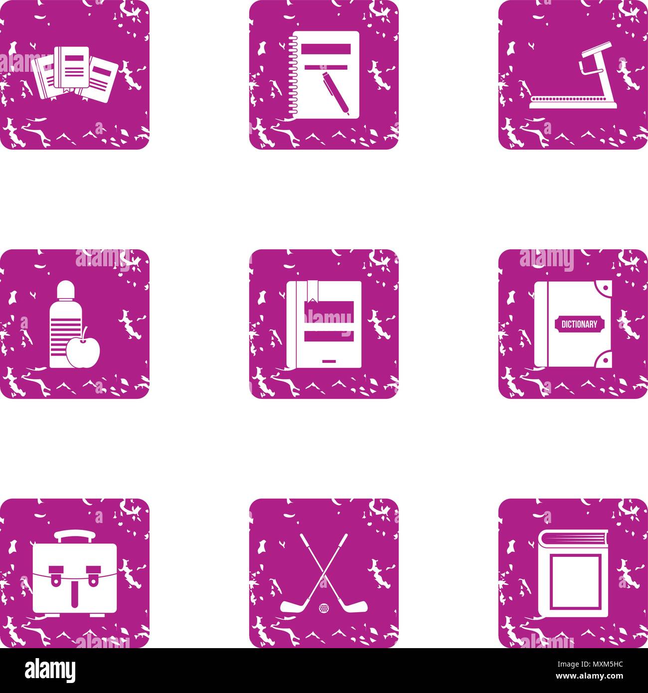 Study grant icons set, grunge style Stock Vector