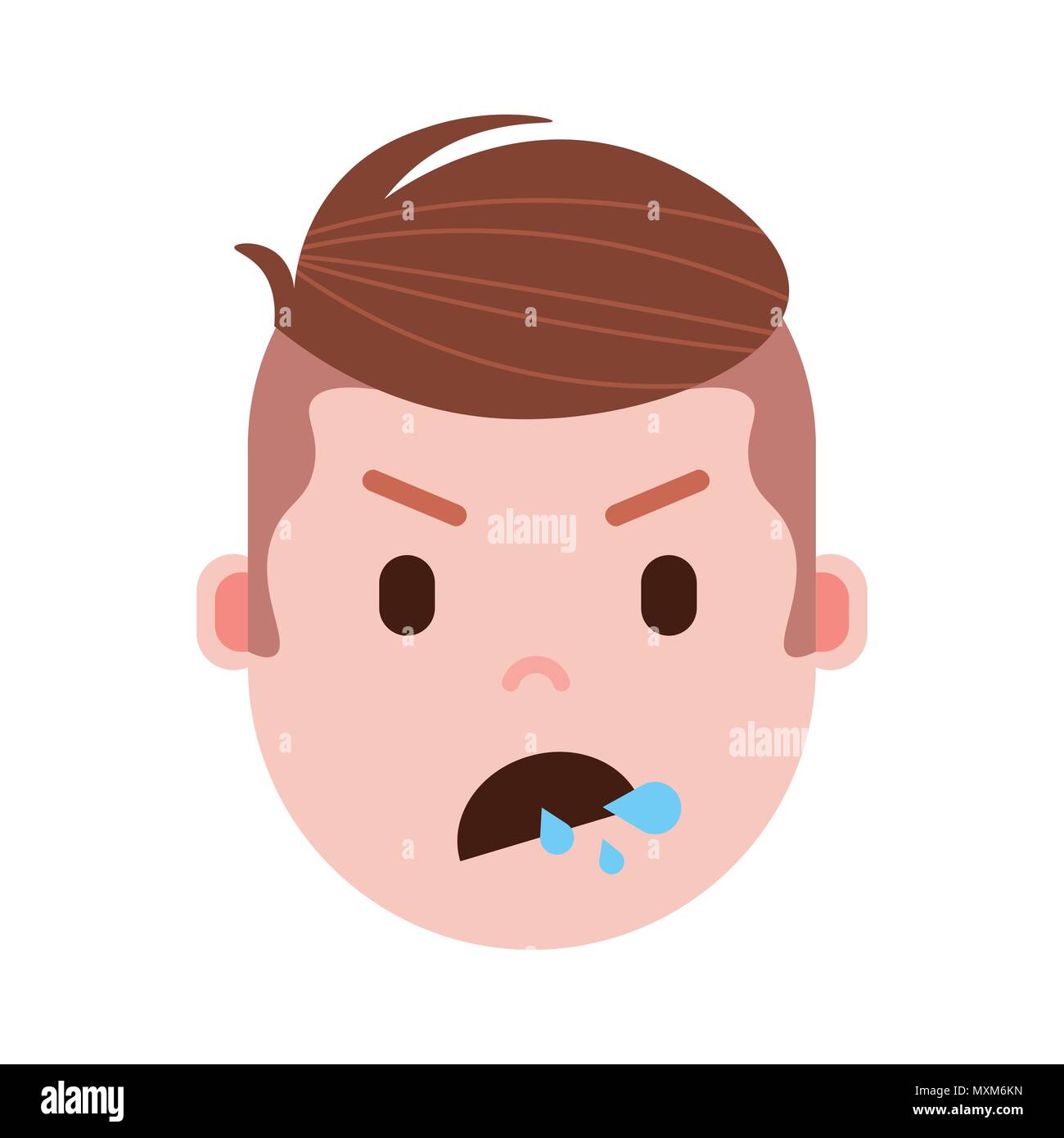 boy head emoji with facial emotions, avatar character, man