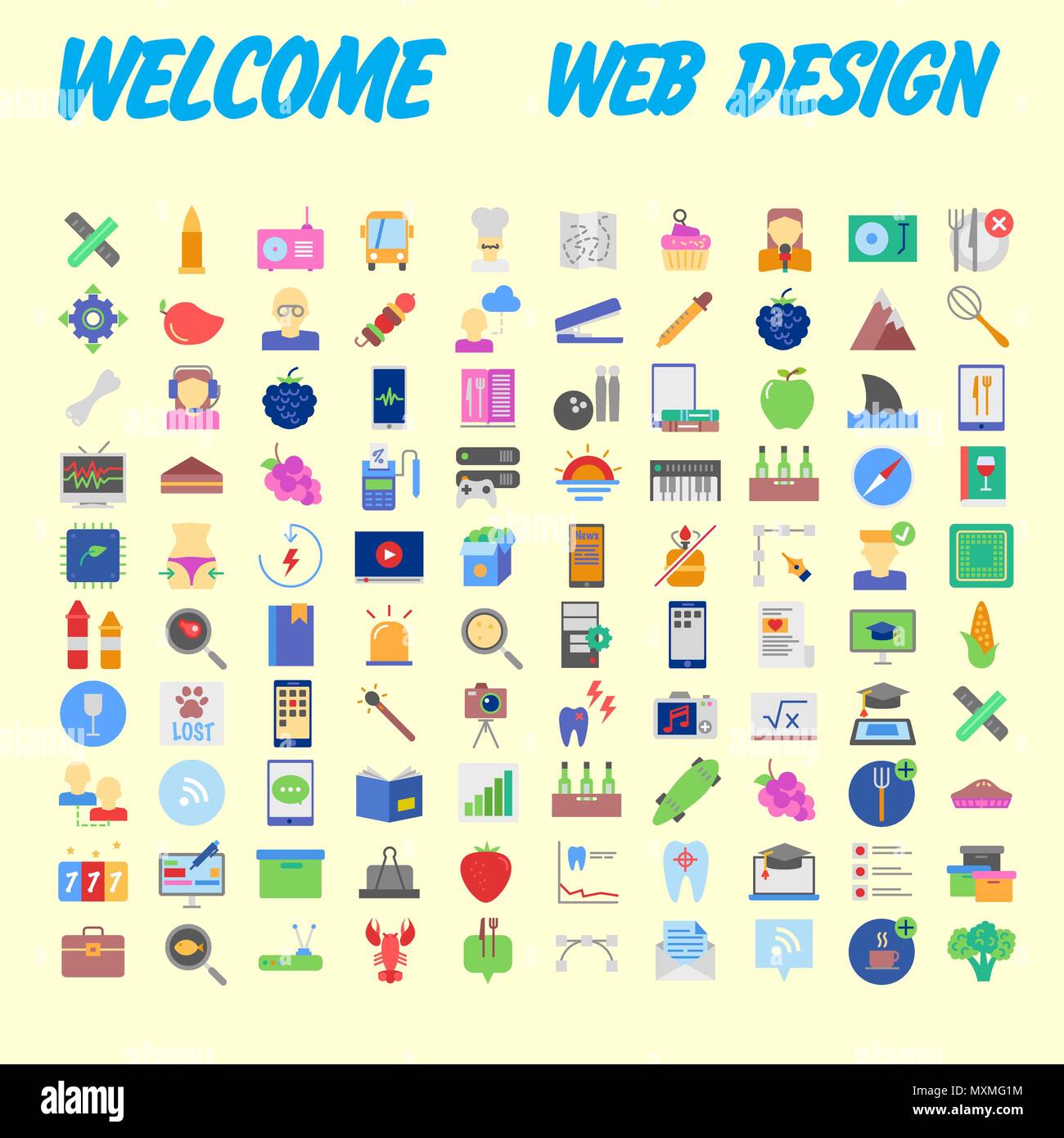 Set of multicolored icons for your design.Vector illustration Stock ...